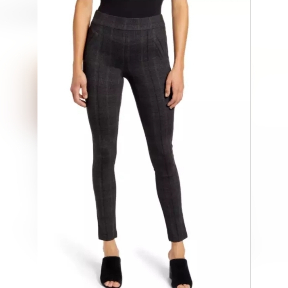 WIT & WISDOM Charcoal Brown‎ Plaid Print Ankle Leggings Pull-On Pants Petite XL